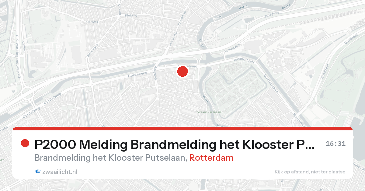 P2000 Melding Brandmelding het Klooster Putselaan, Rotterdam — 7 feb 2026