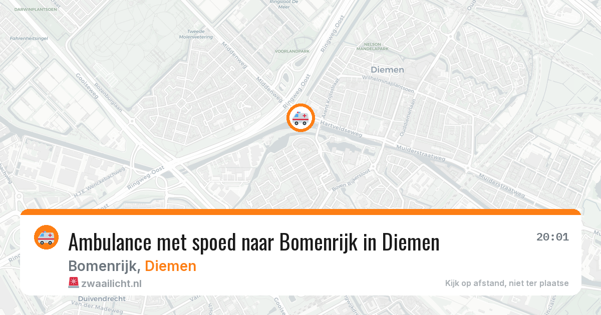 Ambulance met spoed naar Bomenrijk in Diemen — 10 aug 2026