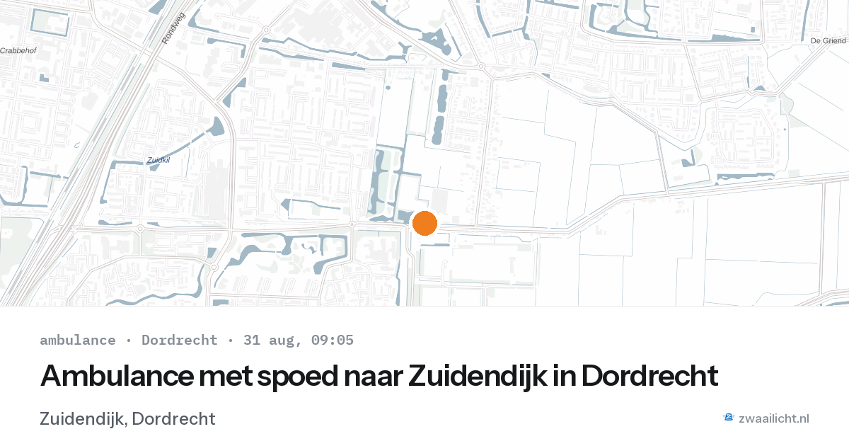 Ambulance met spoed naar Zuidendijk in Dordrecht — 31 aug 2026