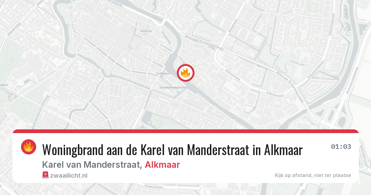 Woningbrand aan de Karel van Manderstraat in Alkmaar — 22 mrt 2026
