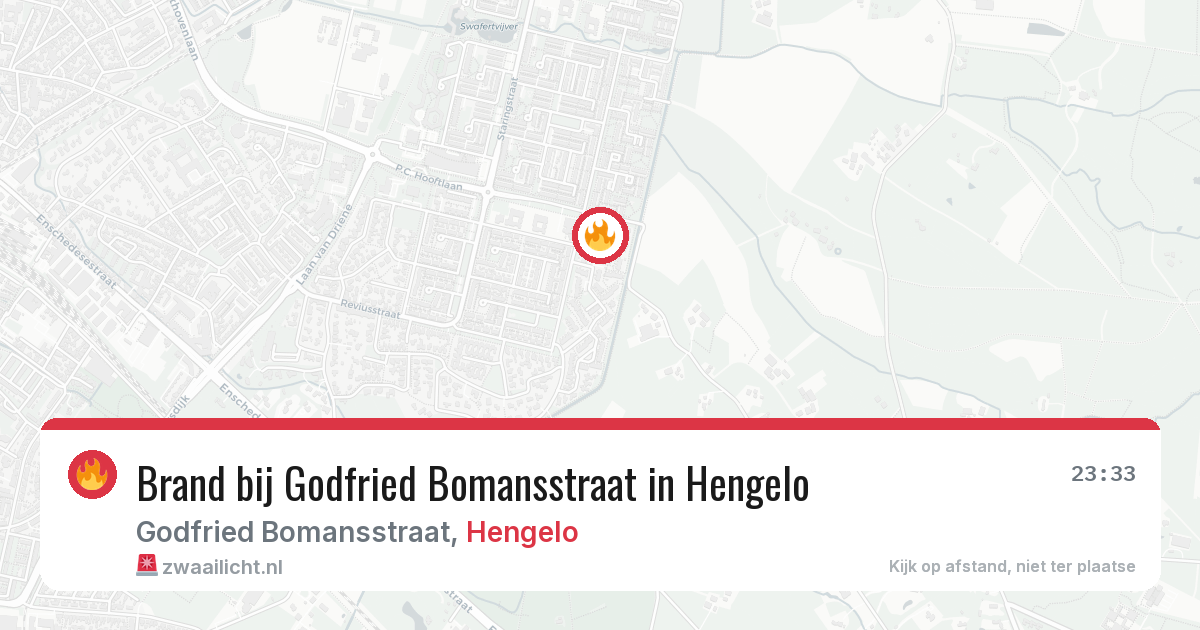 Brand bij Godfried Bomansstraat in Hengelo — 19 jun 2026