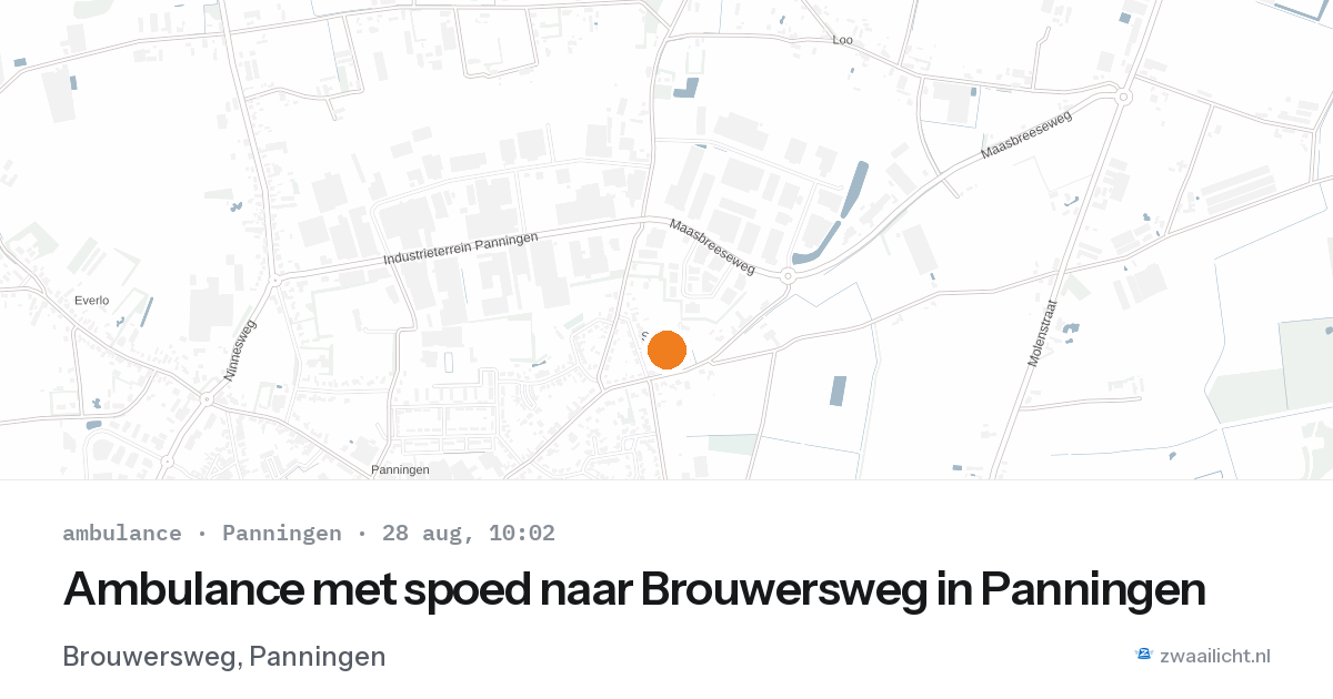 Ambulance met spoed naar Brouwersweg in Panningen — 28 aug 2026
