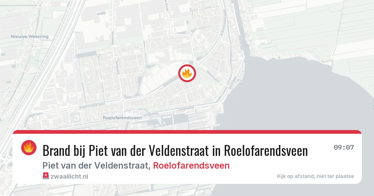 Brand bij Piet van der Veldenstraat in Roelofarendsveen — 2 aug 2026
