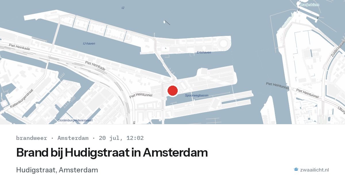 Brand bij Hudigstraat in Amsterdam — 20 jul 2026