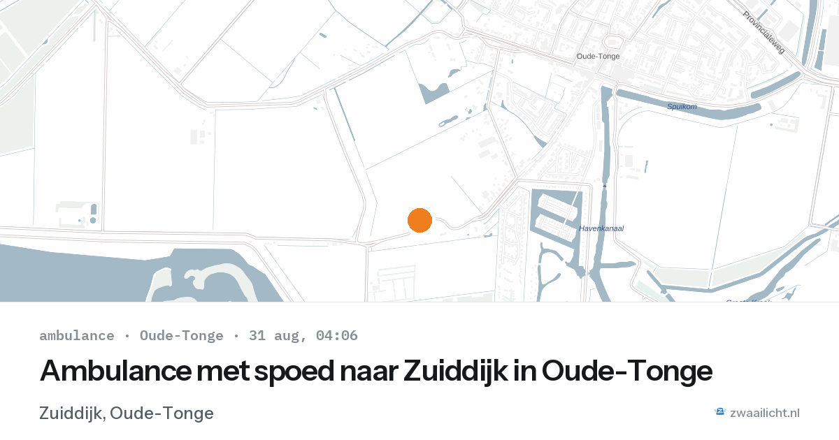Ambulance met spoed naar Zuiddijk in Oude-Tonge — 31 aug 2026