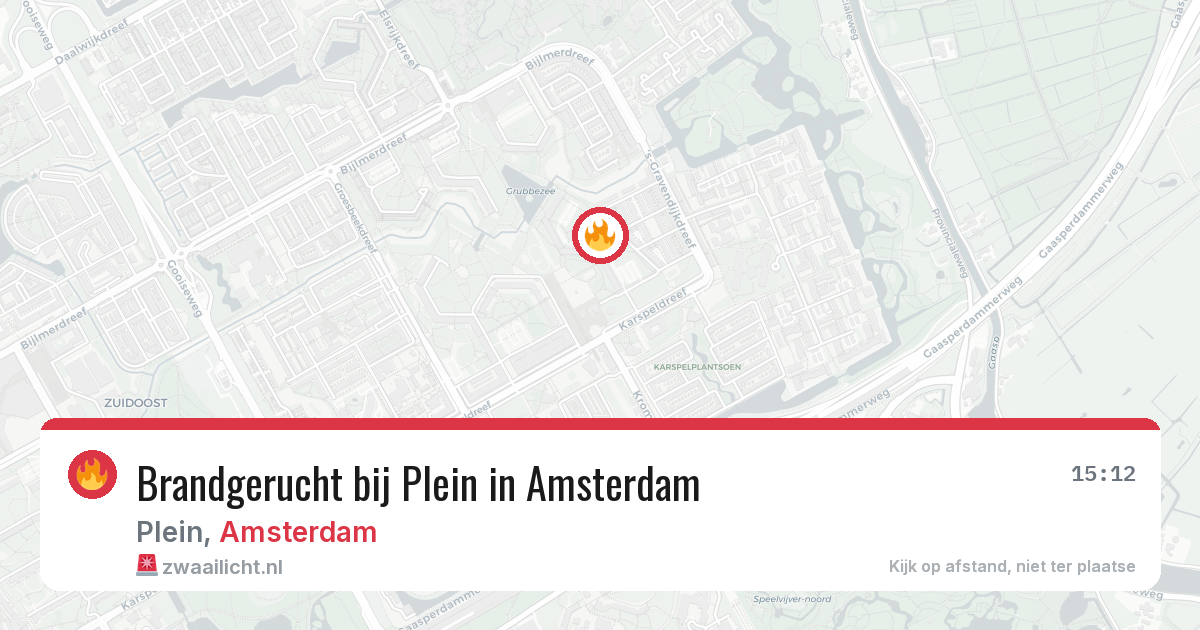 Brandgerucht bij Plein in Amsterdam — 10 mei 2026