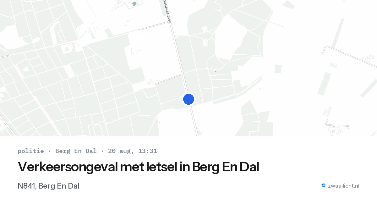 Verkeersongeval met letsel in Berg En Dal — 20 aug 2026