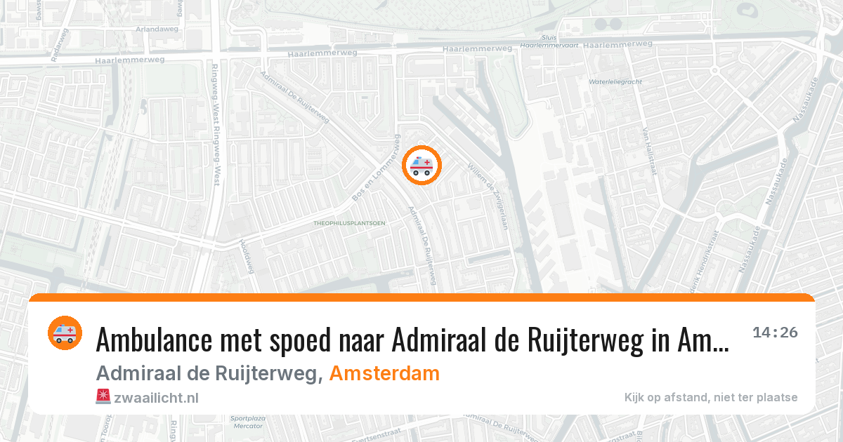 Ambulance met spoed naar Admiraal de Ruijterweg in Amsterdam — 16 mrt 2026