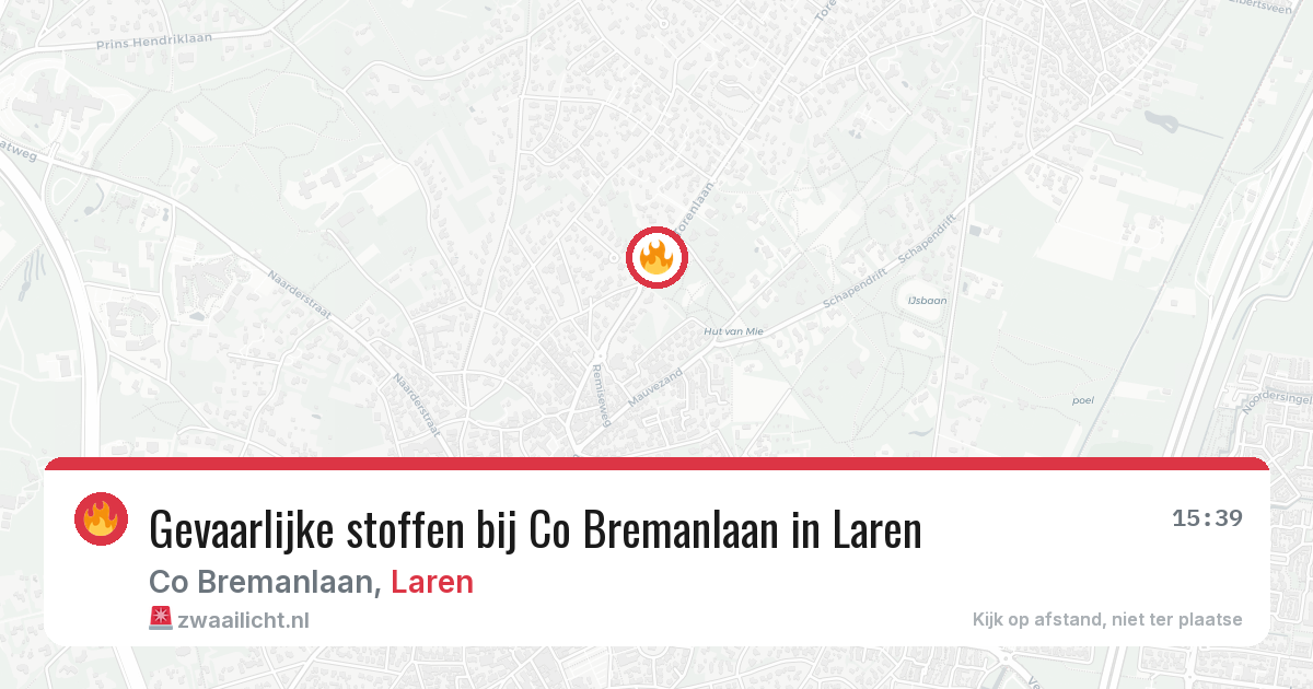 Gevaarlijke stoffen bij Co Bremanlaan in Laren — 17 jun 2026