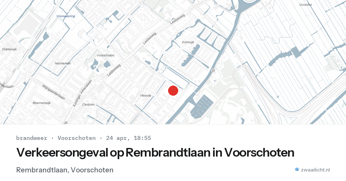 Verkeersongeval op Rembrandtlaan in Voorschoten — 24 apr 2026