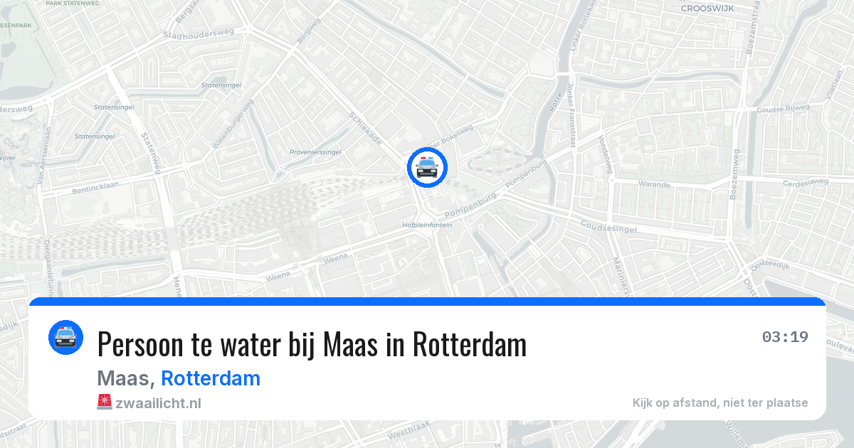 Persoon te water bij Maas in Rotterdam — 10 aug 2026