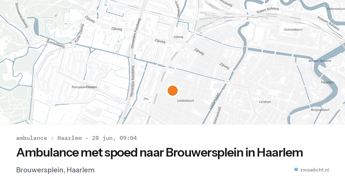 Ambulance met spoed naar Brouwersplein in Haarlem — 28 jun 2026