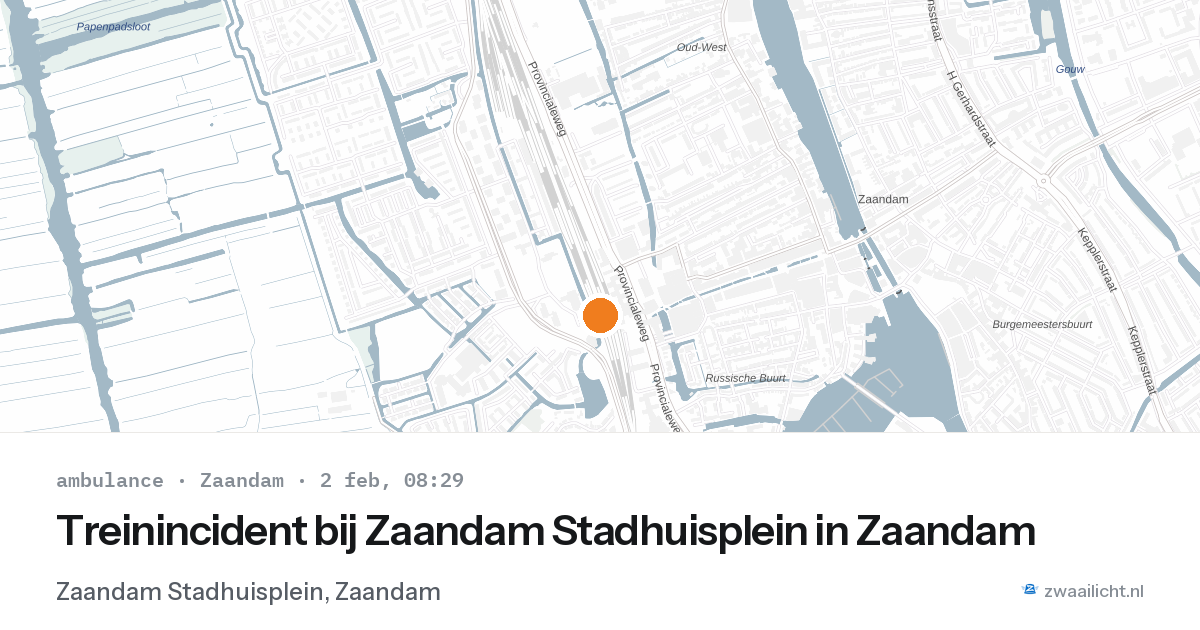 Treinincident bij Zaandam Stadhuisplein in Zaandam — 2 feb 2026