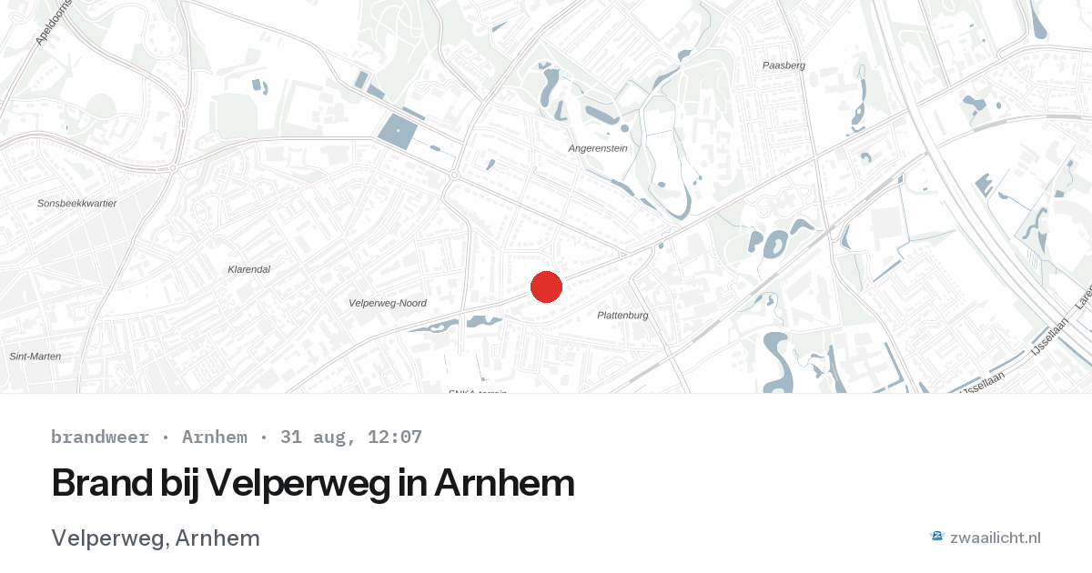 Brand bij Velperweg in Arnhem — 31 aug 2026