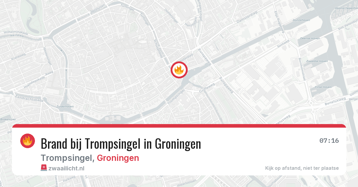 Brand bij Trompsingel in Groningen — 3 aug 2026