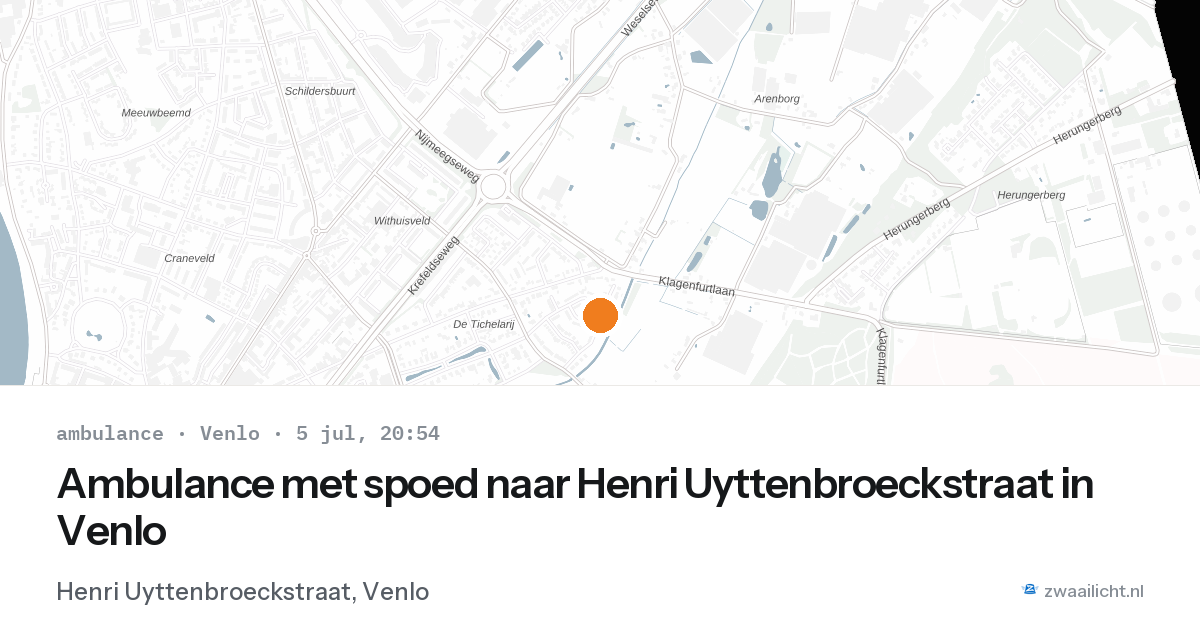 Ambulance met spoed naar Henri Uyttenbroeckstraat in Venlo — 5 jul 2026