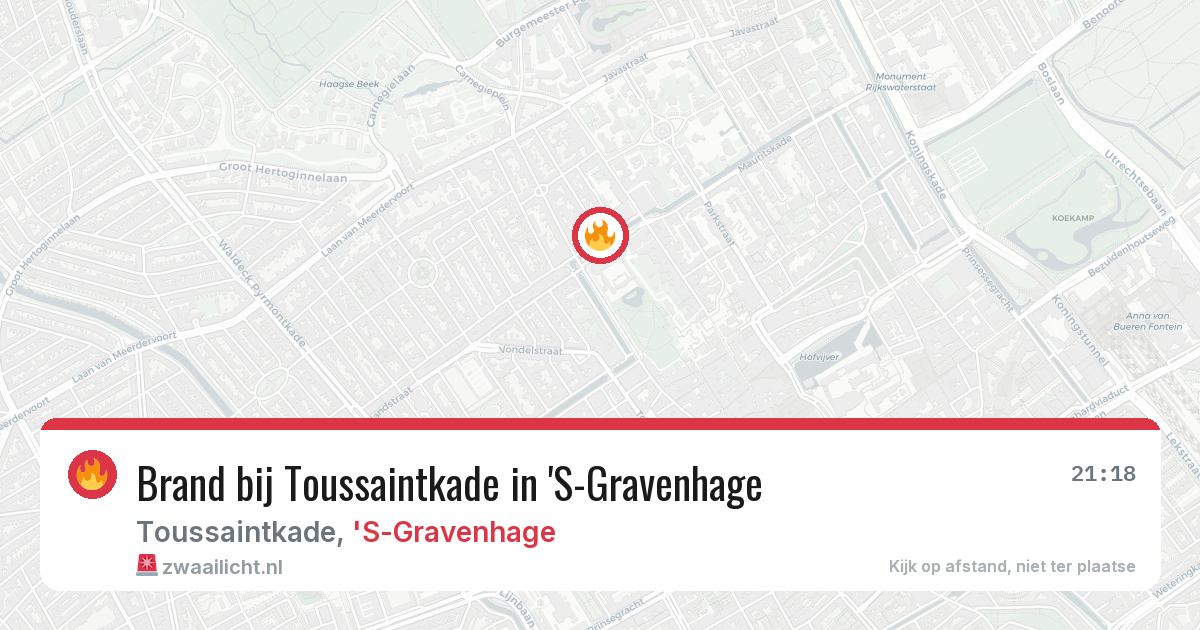Brand bij Toussaintkade in 'S-Gravenhage — 13 aug 2026