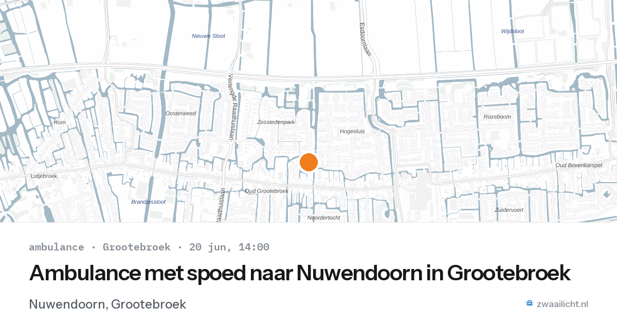 Ambulance met spoed naar Nuwendoorn in Grootebroek — 20 jun 2026