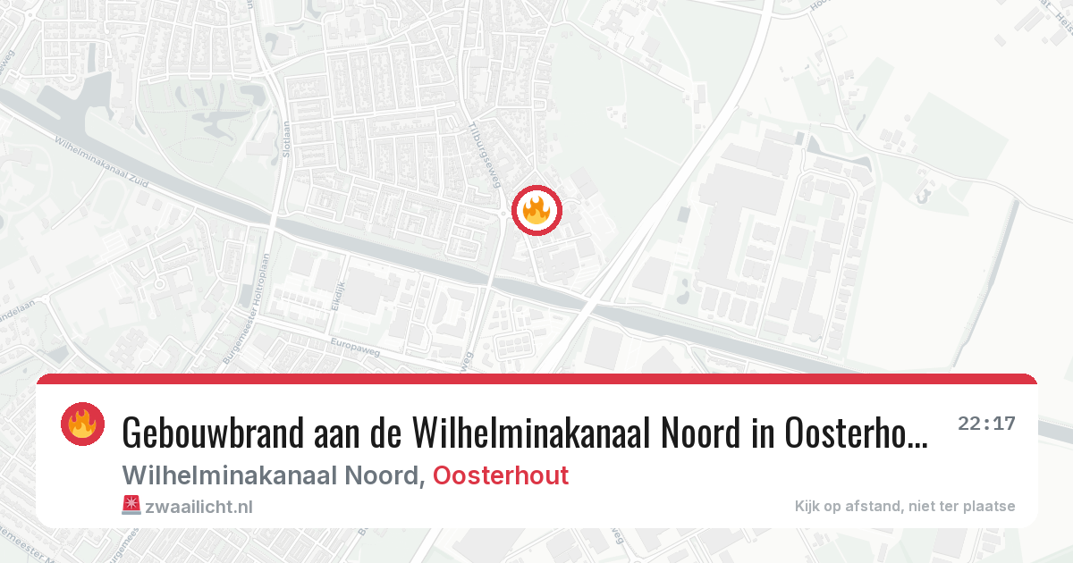 Gebouwbrand aan de Wilhelminakanaal Noord in Oosterhout — 4 jul 2026