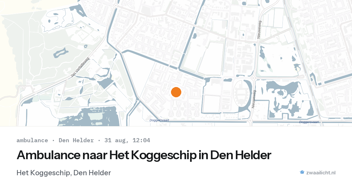 Ambulance naar Het Koggeschip in Den Helder — 31 aug 2026