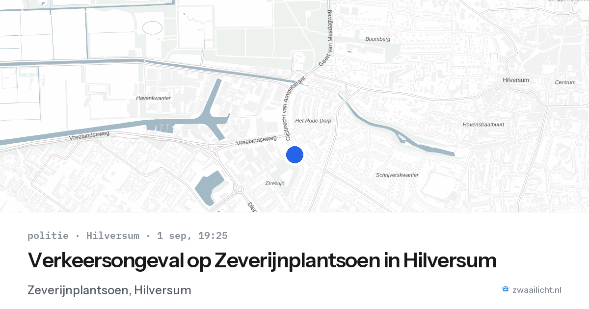 Verkeersongeval op Zeverijnplantsoen in Hilversum — 1 sep 2026