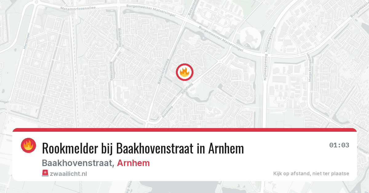 Rookmelder bij Baakhovenstraat in Arnhem — 16 jun 2026
