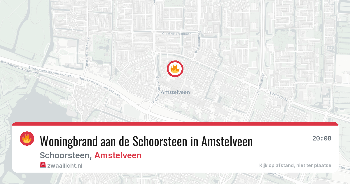 Woningbrand aan de Schoorsteen in Amstelveen — 8 mrt 2026