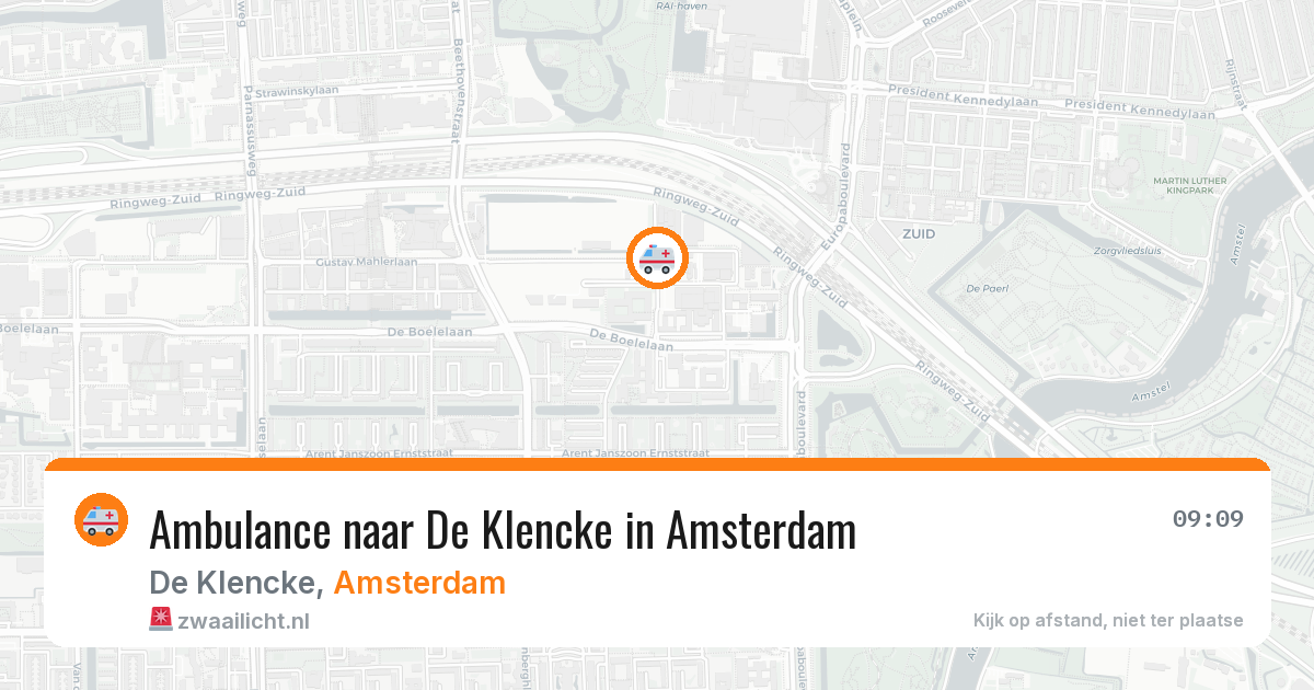 Ambulance naar De Klencke in Amsterdam — 9 mrt 2026