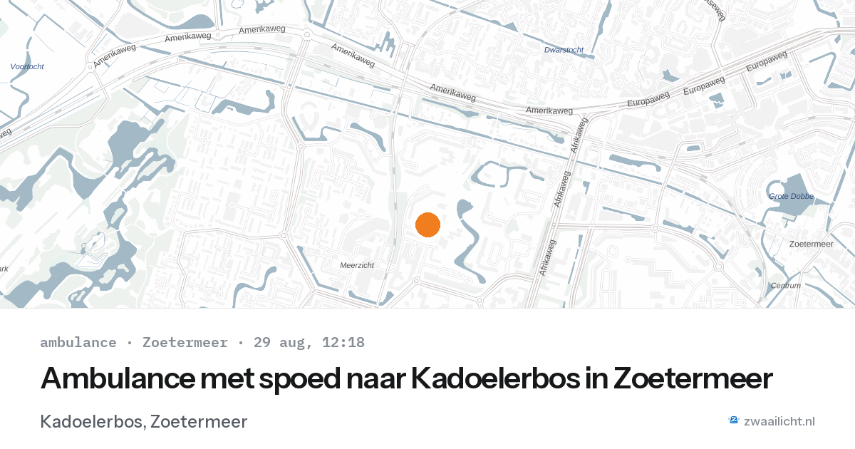 Ambulance met spoed naar Kadoelerbos in Zoetermeer — 29 aug 2026