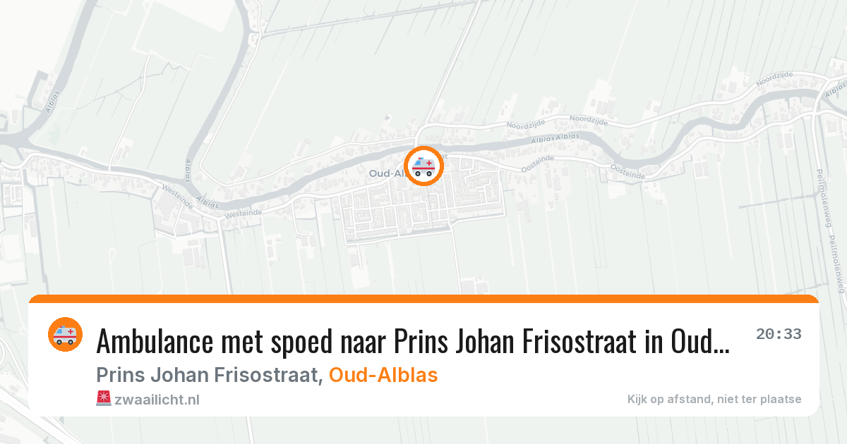 Ambulance met spoed naar Prins Johan Frisostraat in Oud-Alblas — 14 aug 2026