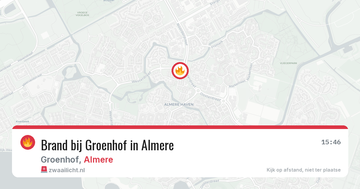 Brand bij Groenhof in Almere — 16 jul 2026