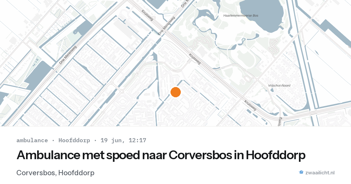 Ambulance met spoed naar Corversbos in Hoofddorp — 19 jun 2026