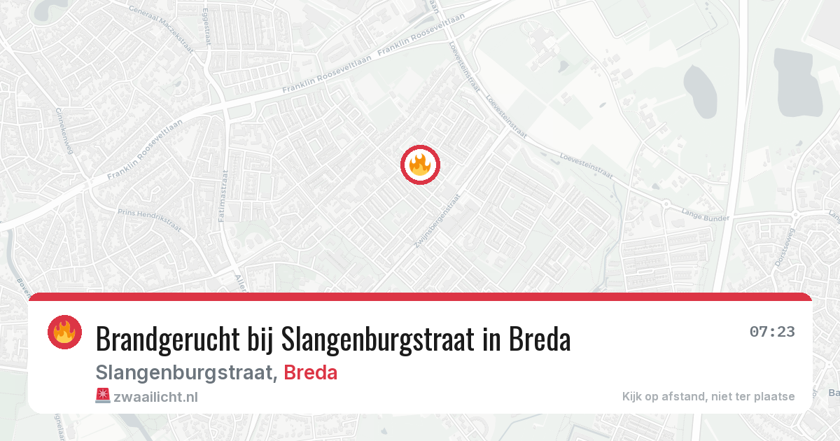 Brandgerucht bij Slangenburgstraat in Breda — 8 aug 2026