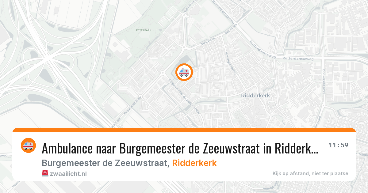 Ambulance naar Burgemeester de Zeeuwstraat in Ridderkerk — 17 mrt 2026