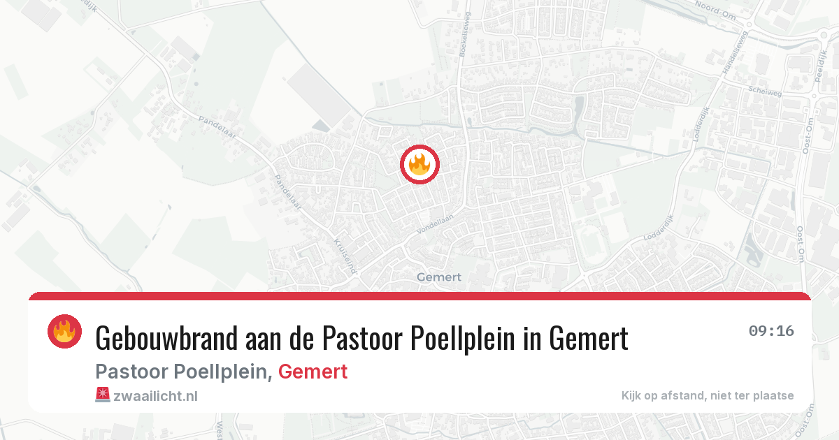 Gebouwbrand aan de Pastoor Poellplein in Gemert — 8 aug 2026