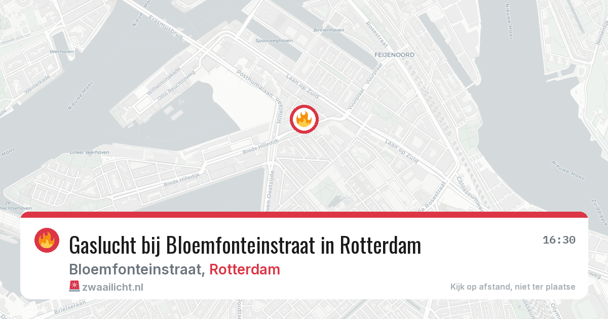 Gaslucht bij Bloemfonteinstraat in Rotterdam — 13 aug 2026