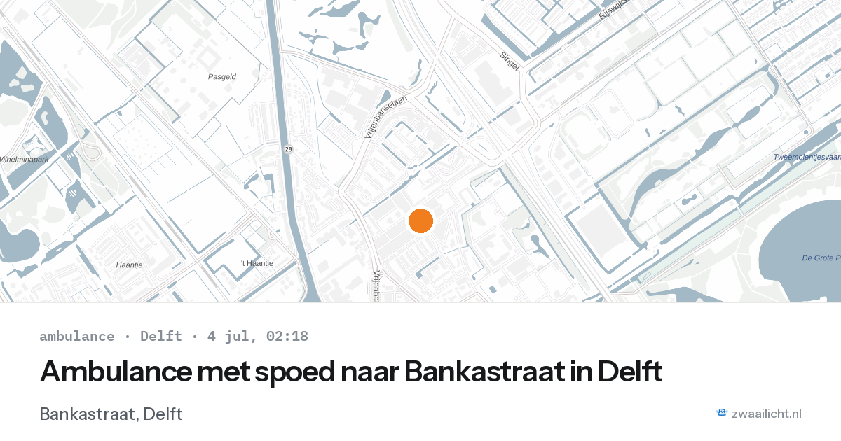 Ambulance met spoed naar Bankastraat in Delft — 4 jul 2026