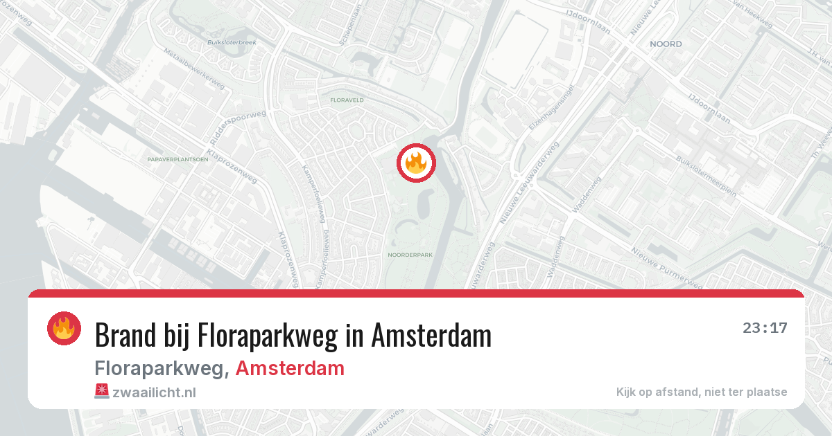 Brand bij Floraparkweg in Amsterdam — 13 aug 2026