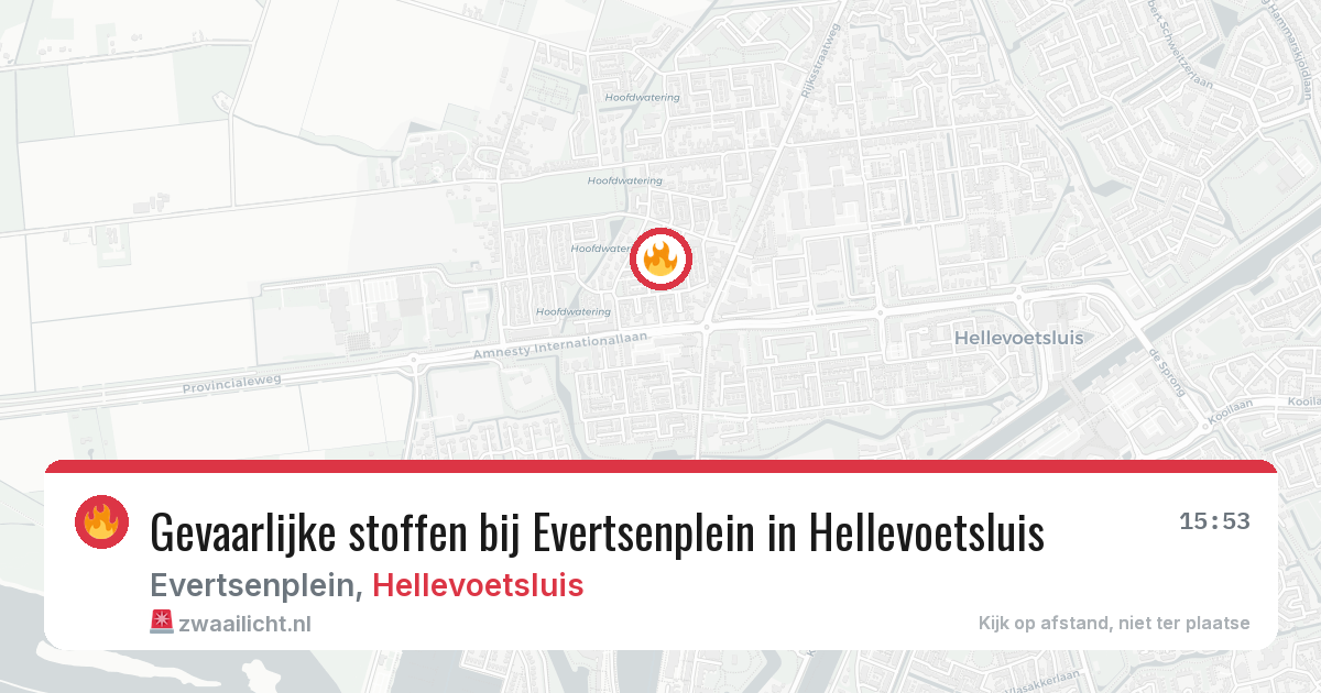 Gevaarlijke stoffen bij Evertsenplein in Hellevoetsluis — 25 jul 2026