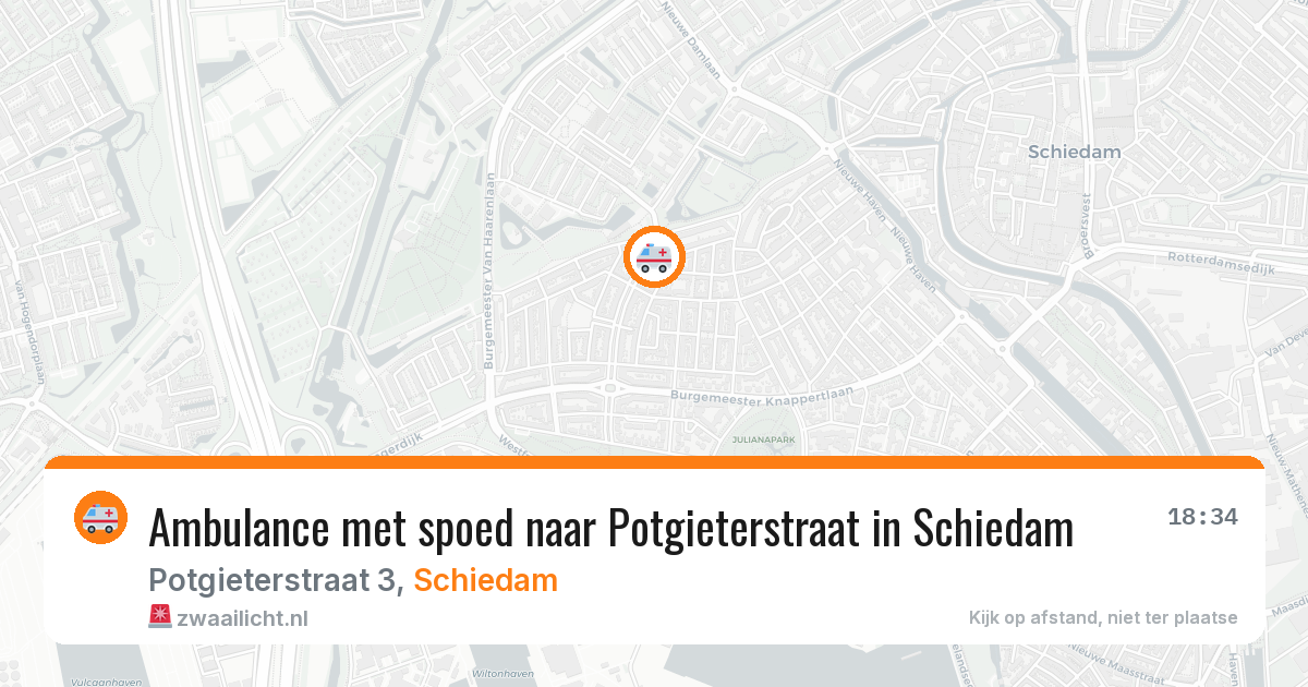 Ambulance met spoed naar Potgieterstraat in Schiedam — 9 jun 2026