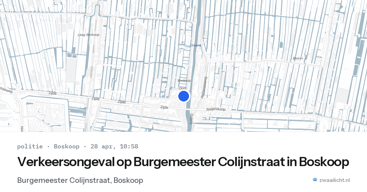 Verkeersongeval op Burgemeester Colijnstraat in Boskoop — 28 apr 2026