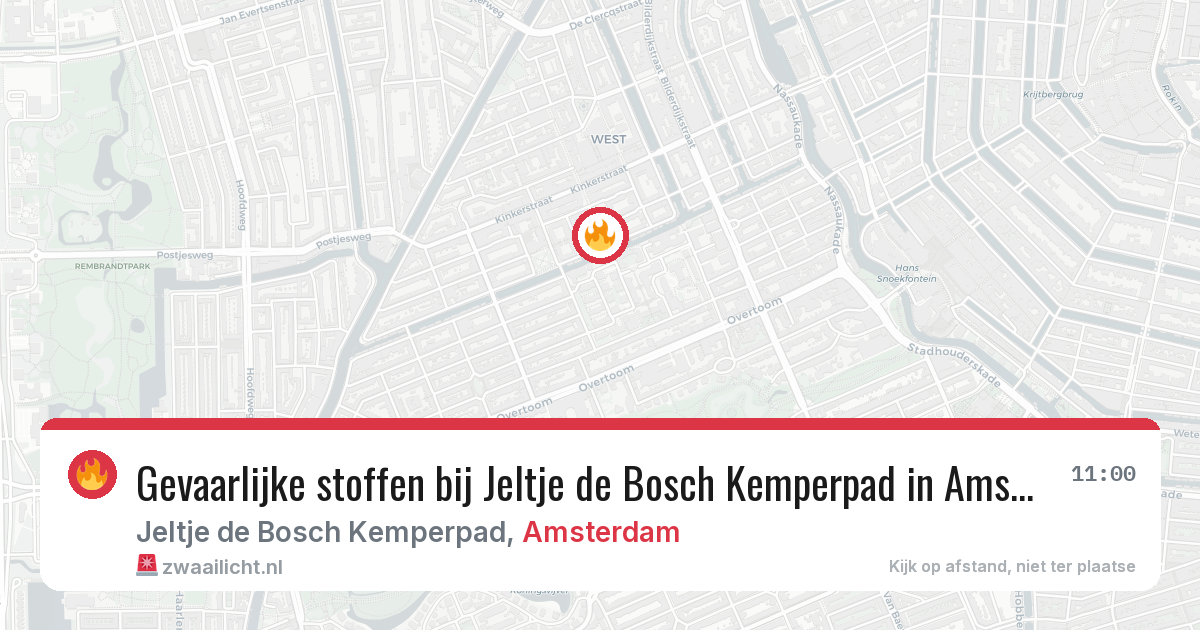Gevaarlijke stoffen bij Jeltje de Bosch Kemperpad in Amsterdam — 1 aug 2026