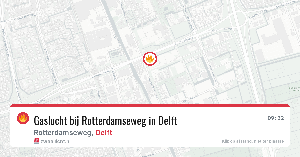 Gaslucht bij Rotterdamseweg in Delft — 11 aug 2026