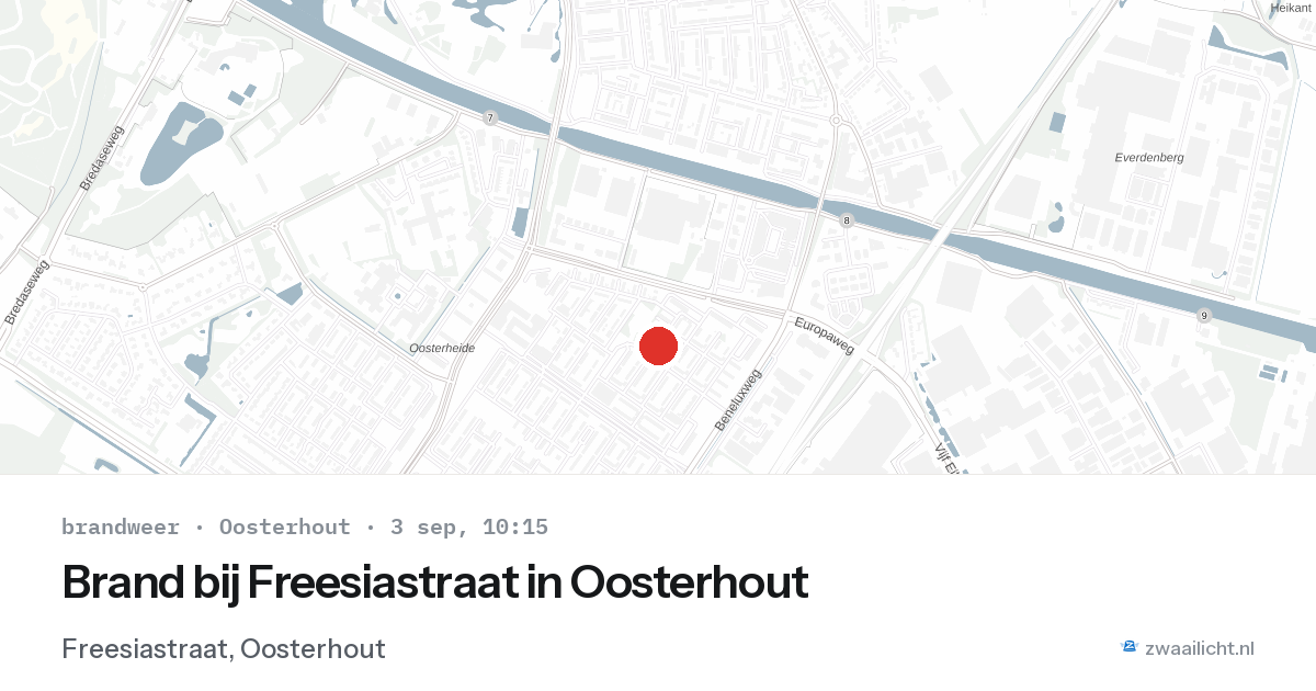 Brand bij Freesiastraat in Oosterhout — 3 sep 2026