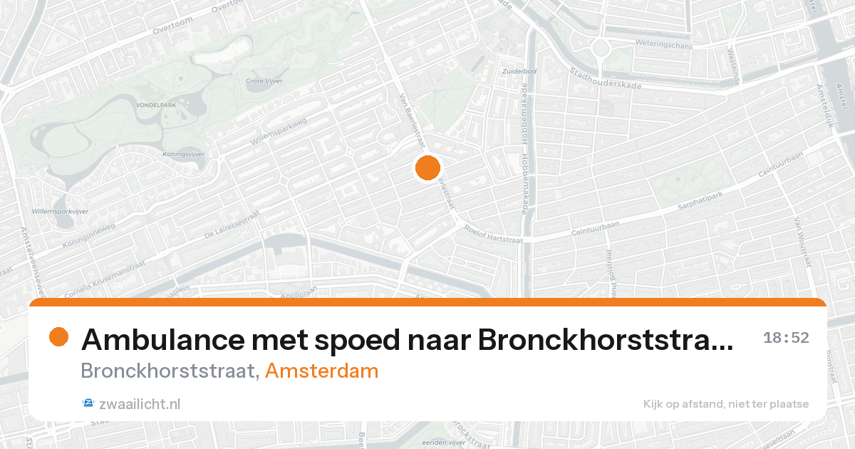 Ambulance met spoed naar Bronckhorststraat in Amsterdam — 24 aug 2026