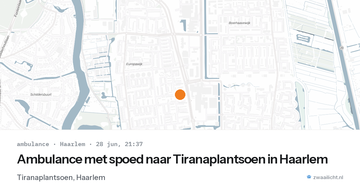 Ambulance met spoed naar Tiranaplantsoen in Haarlem — 28 jun 2026