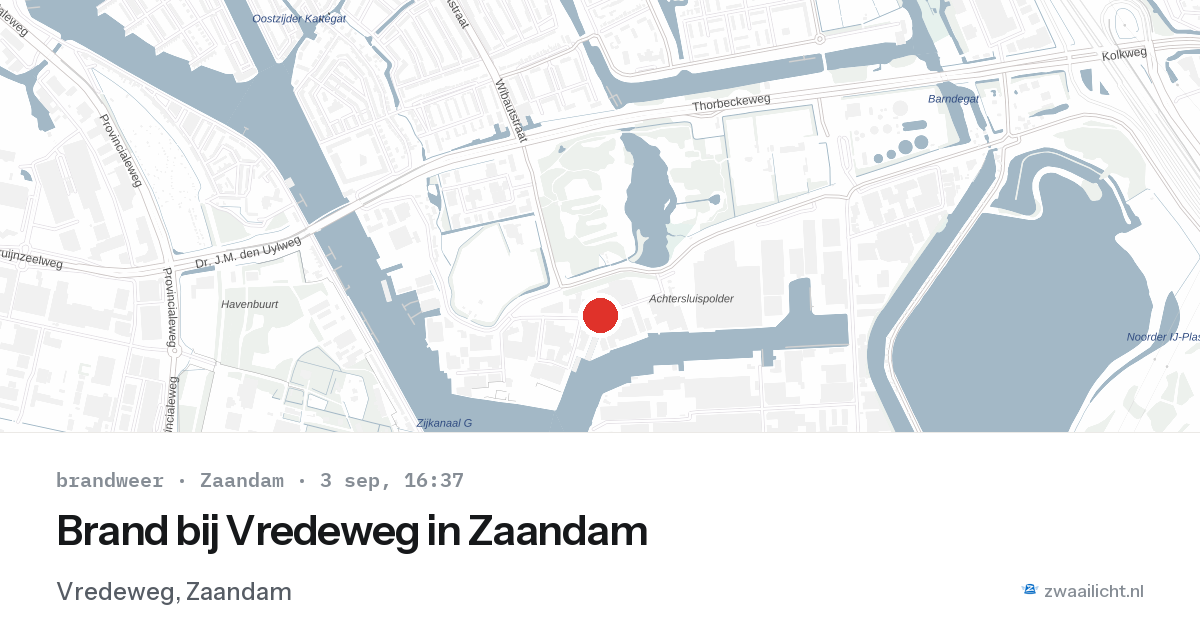 Brand bij Vredeweg in Zaandam — 3 sep 2026