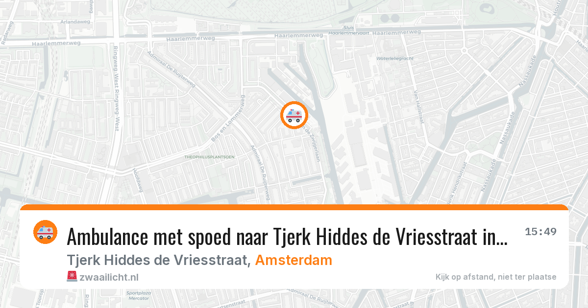 Ambulance met spoed naar Tjerk Hiddes de Vriesstraat in Amsterdam — 27 jun 2026