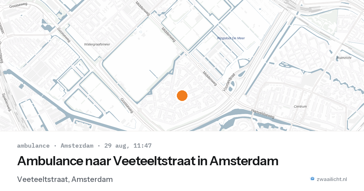 Ambulance naar Veeteeltstraat in Amsterdam — 29 aug 2026