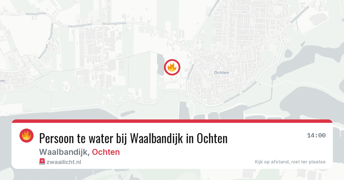 Persoon te water bij Waalbandijk in Ochten — 21 jun 2026